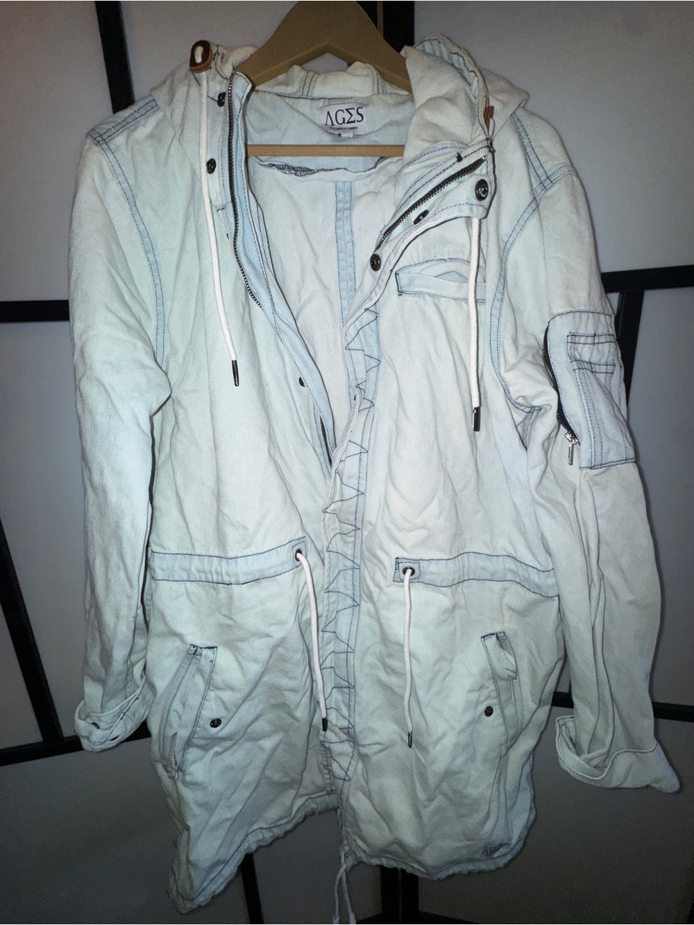 AGES Light Blue Hooded Parka Jacket